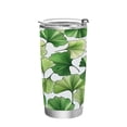 thumbnail image 1 of 20oz Stainless Steel Tumbler with Straw, Double Wall Insulated Travel Tumbler Green Ginkgo Biloba, 1 of 8
