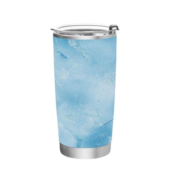 20oz Stainless Steel Tumbler with Straw, Double Wall Insulated Travel Tumbler Light Blue Icy Texture