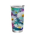 thumbnail image 1 of 20oz Stainless Steel Tumbler with Straw, Double Wall Insulated Travel Tumbler Watercolor White Daisies, 1 of 7