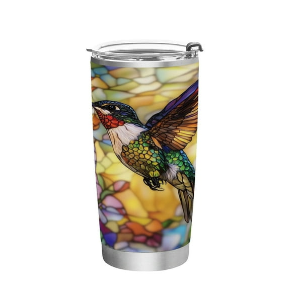 20oz Straw Mugs with Handle and Straw Lid Sports Mugs Car Mugs Beautiful Hummingbird