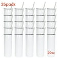 thumbnail image 1 of 20oz Sublimation skinny Tumbler white blank stainless steel insulated straight mug With Flat Edge for Tumbler Heat Press 25 pack, 1 of 7