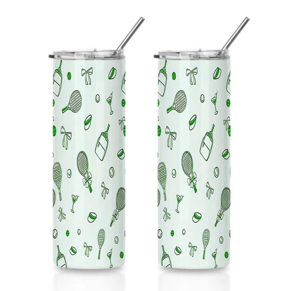 20oz Tennis Racket and Bow Pattern Stainless Steel Tumbler，Coffee Cups With Lids， Perfect Gifts For Birthday Holiday Gifts For Women and Men.