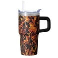 thumbnail image 1 of 20oz Textured Travel Coffee Mug with Handle, Double Wall Insulated Stainless Steel Tumbler, Geometric Patterns Leak Proof, 1 of 5