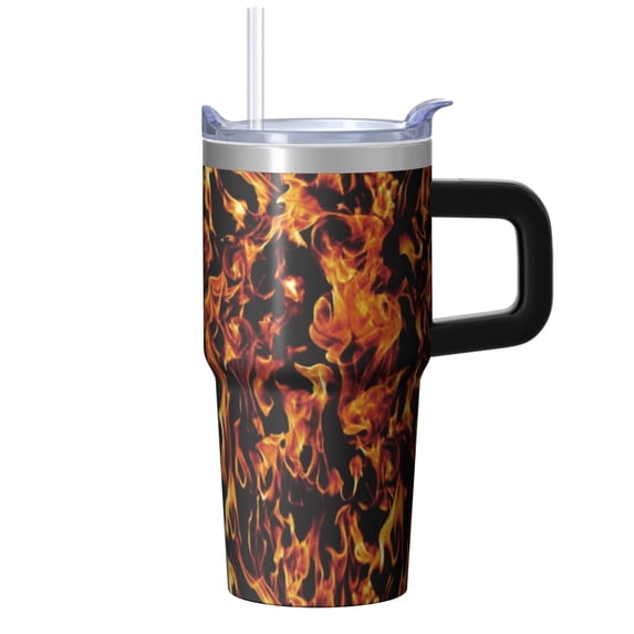 20oz Textured Travel Coffee Mug with Handle, Double Wall Insulated Stainless Steel Tumbler, Geometric Patterns Leak Proof
