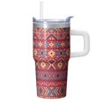 thumbnail image 1 of 20oz Thermal Insulated Cup Boho Design with Lid & Straw - Stainless Steel Double Wall Vacuum Travel Mug, Leakproof Coffee Tumbler, 1 of 5
