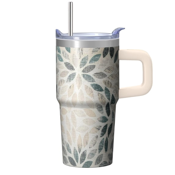 20oz Thermal Travel Cup with Lid & Straw - Stainless Steel Double Wall ...