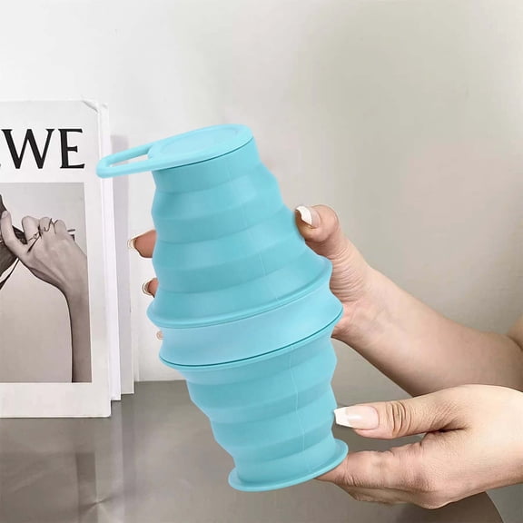 20oz Thin Folding Sports Water Bottle - Portable Silicone Travel Cup with Straw Lid, Leakproof Collapsible Design for Cycling, Hiking, Gym, Camping & Outdoor Activities