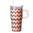 thumbnail image 1 of 20oz Travel Tumbler with Handle and Straw, Geometric Stainless Steel Double Wall Insulated Coffee Mug Leak-Proof, 1 of 5