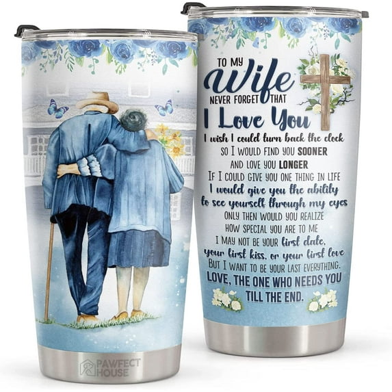 20oz Tumbler Gifts for Wife - Never Forget That I Love You Birthday Gifts for Wife & Gifts for Her For Anniversary - Mothers Day Gifts From Husband - Wife Birthday Gift Ideas