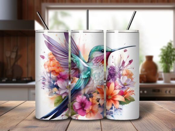 20oz Tumbler - Humming Bird with Flowers