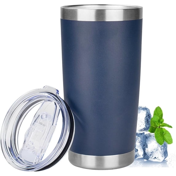 20oz Tumbler with Lid Stainless Steel Insulated Tumblers Travel Coffee Tumbler Bulk Double Wall Vacuum Insulated Water Cup for Women Men Her Him Home Office (Navy Blue)