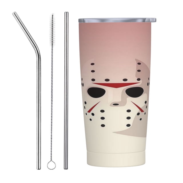 20oz Tumbler with Lid and Straw Horror Movie Friday The 13th Print Car