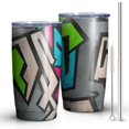 thumbnail image 1 of 20oz Tumbler with Lid and Straw Stainless Abstract Pattern Steel Vacuum Insulated Water Coffee Tumbler Cup, Double Wall Vacuum Insulated Travel Mug Reusable Tumblers for Ice Drinks, Hot Beverage, 1 of 7