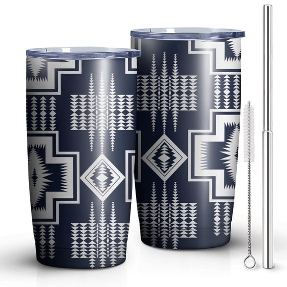 20oz Tumbler with Lid and Straw Stainless Aztec Style Steel Vacuum Insulated Water Coffee Tumbler Cup, Double Wall Vacuum Insulated Travel Mug Reusable Tumblers for Ice Drinks, Hot Beverage
