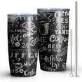 thumbnail image 1 of 20oz Tumbler with Lid and Straw Stainless Black & White Coffee Theme Steel Vacuum Insulated Water Coffee Tumbler Cup, Double Wall Vacuum Insulated Travel Mug Reusable Tumblers for Ice Drinks, 1 of 2