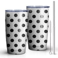 thumbnail image 1 of 20oz Tumbler with Lid and Straw Stainless Black and White Dot Steel Vacuum Insulated Water Coffee Tumbler Cup, Double Wall Vacuum Insulated Travel Mug Reusable Tumblers for Ice Drinks, Hot Beverage, 1 of 7