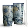 thumbnail image 1 of 20oz Tumbler with Lid and Straw Stainless Blue Flowers Steel Vacuum Insulated Water Coffee Tumbler Cup, Double Wall Vacuum Insulated Travel Mug Reusable Tumblers for Ice Drinks, Hot Beverage, 1 of 7