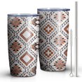 thumbnail image 1 of 20oz Tumbler with Lid and Straw Stainless Boho Geometric Pattern Steel Vacuum Insulated Water Coffee Tumbler Cup, Double Wall Vacuum Insulated Travel Mug Reusable Tumblers for Ice Drinks, 1 of 2