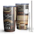 thumbnail image 1 of 20oz Tumbler with Lid and Straw Stainless Coffee Brown Steel Vacuum Insulated Water Coffee Tumbler Cup, Double Wall Vacuum Insulated Travel Mug Reusable Tumblers for Ice Drinks, Hot Beverage, 1 of 7