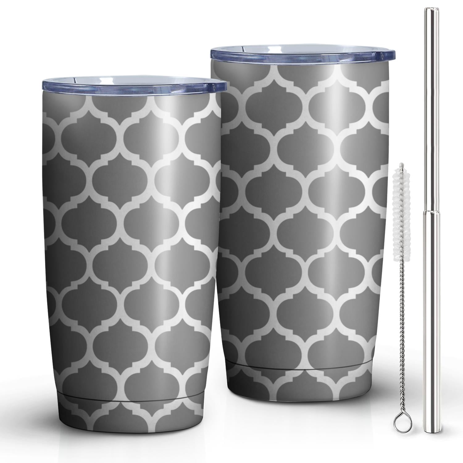 20oz Tumbler with Lid and Straw Stainless Geometric Diamond Steel ...