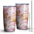 thumbnail image 1 of 20oz Tumbler with Lid and Straw Stainless Marble Pink & Gold Steel Vacuum Insulated Water Coffee Tumbler Cup, Double Wall Vacuum Insulated Travel Mug Reusable Tumblers for Ice Drinks, Hot Beverage, 1 of 2