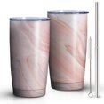 thumbnail image 1 of 20oz Tumbler with Lid and Straw Stainless Pink Marble Steel Vacuum Insulated Water Coffee Tumbler Cup, Double Wall Vacuum Insulated Travel Mug Reusable Tumblers for Ice Drinks, Hot Beverage, 1 of 7