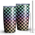 thumbnail image 1 of 20oz Tumbler with Lid and Straw Stainless Rainbow Checkerboard Steel Vacuum Insulated Water Coffee Tumbler Cup, Double Wall Vacuum Insulated Travel Mug Reusable Tumblers for Ice Drinks, Hot Beverage, 1 of 7