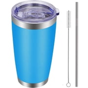 20oz Tumbler with Lid and Straw Stainless Steel Tumbler Cup Vacuum Insulated Double Wall Travel Coffee Mug Perfect for Car Cup HoldersPeacock Blue 1 Pack