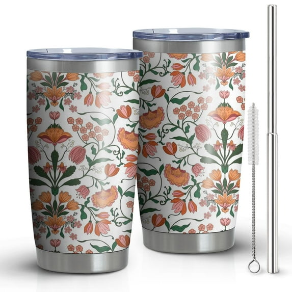 20oz Tumbler with Lid and Straw Stainless Steel Vacuum Insulated Water Coffee Tumbler Cup, Double Wall Vacuum Insulated Travel Mug Reusable Tumblers for Ice Drinks, Hot Beverage