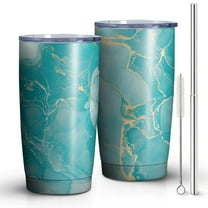 20oz Tumbler with Lid and Straw Stainless Teal Steel Vacuum Insulated Water Coffee Tumbler Cup, Double Wall Vacuum Insulated Travel Mug Reusable Tumblers for Ice Drinks, Hot Beverage
