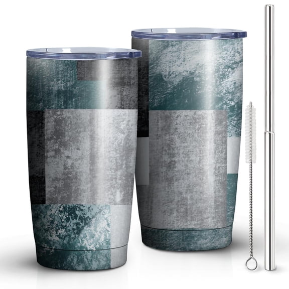 20oz Tumbler with Lid and Straw Stainless Turquoise Steel Vacuum Insulated Water Coffee Tumbler Cup, Double Wall Vacuum Insulated Travel Mug Reusable Tumblers for Ice Drinks, Hot Beverage