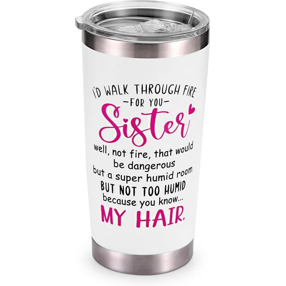 20oz Tumbler with Straws Lids, Birthday Gifts for Sister Best Friend Her,Funny Gifts for Sister from Brother Coffee Mug,Gift for Sister Cup,Sister Pink