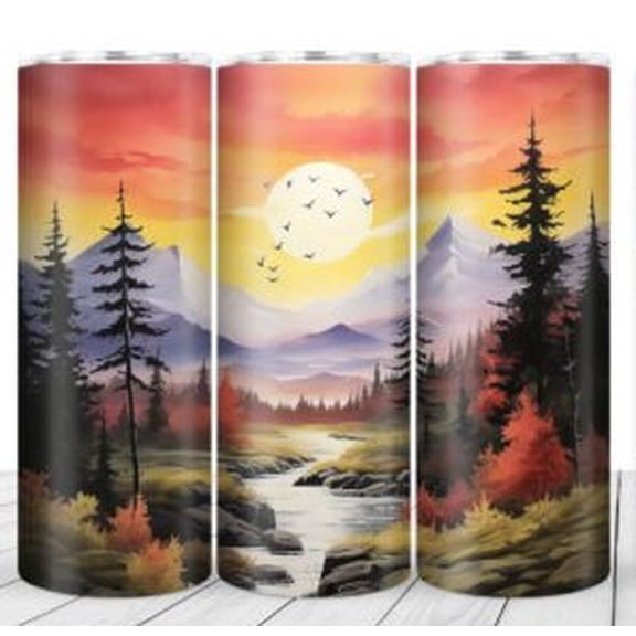 20oz Tumbler - Watercolor Mountain Scene
