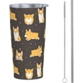thumbnail image 1 of 20oz Tumbler With Lid And Straw, Corgi Cute Dog Vacuum Insulated Iced Coffee Mug Reusable Travel Cup Stainless Steel Water Bottle, 1 of 6