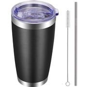 BAKER DEPOT 20oz Tumbler with Lid and Straw Stainless Steel Tumbler Cup Vacuum Insulated Double Wall Travel Coffee Mug Perfect for Car Cup HoldersBlack 1 Pack