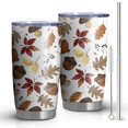 thumbnail image 1 of 20oz Tumblers Autumn Fall Leaves and Mushrooms Stainless Steel Vacuum Insulated Double Wall Travel Tumbler Cups Mug with Lid and Straw,Cleaning Brush for Cold & Hot Drinks, 1 of 7