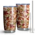 thumbnail image 1 of 20oz Tumblers Autumn Fall Leaves Pattern Stainless Steel Vacuum Insulated Double Wall Travel Tumbler Cups Mug with Lid and Straw,Cleaning Brush for Cold & Hot Drinks, 1 of 7