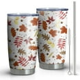 thumbnail image 1 of 20oz Tumblers Autumn Fall Leaves Pattern Stainless Steel Vacuum Insulated Double Wall Travel Tumbler Cups Mug with Lid and Straw,Cleaning Brush for Cold & Hot Drinks, 1 of 7