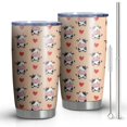 thumbnail image 1 of 20oz Tumblers Beige Cow Heart Pattern Stainless Steel Vacuum Insulated Double Wall Travel Tumbler Cups Mug with Lid and Straw,Cleaning Brush for Cold & Hot Drinks, 1 of 1