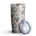 thumbnail image 1 of 20oz Tumblers Beige Highland Cow Flower Wreath Pattern Stainless Steel Vacuum Insulated Double Wall Travel Tumbler Cups Mug with Lid and Straw,Cleaning Brush for Cold & Hot Drinks, 1 of 1