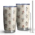 thumbnail image 1 of 20oz Tumblers Beige Highland Cow Hat Scarf Pattern Stainless Steel Vacuum Insulated Double Wall Travel Tumbler Cups Mug with Lid and Straw,Cleaning Brush for Cold & Hot Drinks, 1 of 1