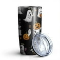 thumbnail image 1 of 20oz Tumblers Black Halloween Ghosts and Pumpkins Stainless Steel Vacuum Insulated Double Wall Travel Tumbler Cups Mug with Lid and Straw,Cleaning Brush for Cold & Hot Drinks, 1 of 7