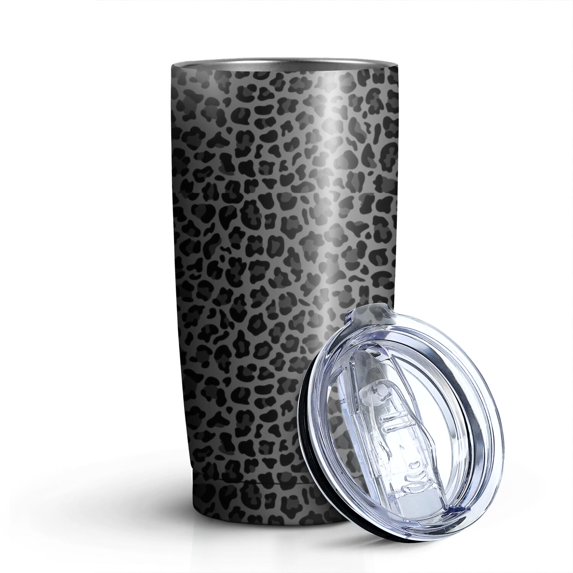 20oz Tumblers Black Leopard Print Stainless Steel Vacuum Insulated Double Wall Travel Tumbler Cups Mug with Lid and Straw,Cleaning Brush for Cold & Hot Drinks