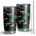 thumbnail image 1 of 20oz Tumblers Black Rawr Dinosaur Skeleton Pattern Stainless Steel Vacuum Insulated Double Wall Travel Tumbler Cups Mug with Lid and Straw,Cleaning Brush for Cold & Hot Drinks, 1 of 1