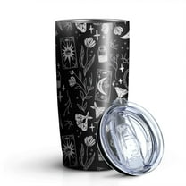 20oz Tumblers Black Tarot Moon Moth Pattern Stainless Steel Vacuum Insulated Double Wall Travel Tumbler Cups Mug with Lid and Straw,Cleaning Brush for Cold & Hot Drinks