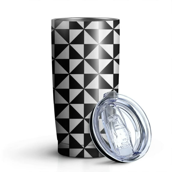 20oz Tumblers Black White Checkerboard Checkered Pattern Stainless Steel Vacuum Insulated Double Wall Travel Tumbler Cups Mug with Lid and Straw,Cleaning Brush for Cold & Hot Drinks