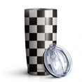 thumbnail image 1 of 20oz Tumblers Black and White Checkered Pattern Stainless Steel Vacuum Insulated Double Wall Travel Tumbler Cups Mug with Lid and Straw,Cleaning Brush for Cold & Hot Drinks, 1 of 1