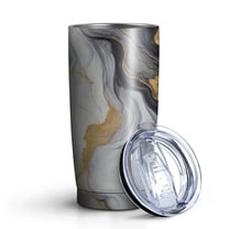 20oz Tumblers Black White Gold Marble Pattern Stainless Steel Vacuum Insulated Double Wall Travel Tumbler Cups Mug with Lid and Straw,Cleaning Brush for Cold & Hot Drinks