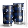 thumbnail image 1 of 20oz Tumblers Blue Christmas Snowflake Pattern Stainless Steel Vacuum Insulated Double Wall Travel Tumbler Cups Mug with Lid and Straw,Cleaning Brush for Cold & Hot Drinks, 1 of 7