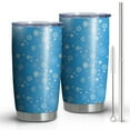thumbnail image 1 of 20oz Tumblers Blue Christmas Snowflake Pattern Stainless Steel Vacuum Insulated Double Wall Travel Tumbler Cups Mug with Lid and Straw,Cleaning Brush for Cold & Hot Drinks, 1 of 7